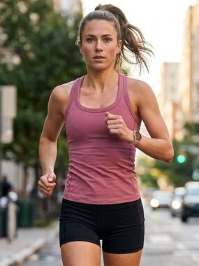 Italic Racerback Fitted Padded Sporty Tank Top Dusty Rose Size S